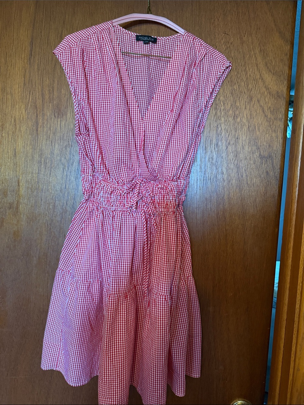 Rachel Zoe Pink and White Gingham Midi Dress